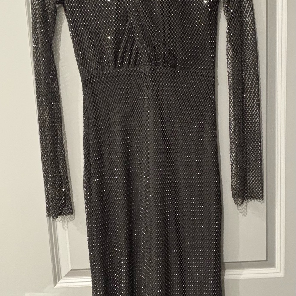Elegant Grey Mesh Dress
